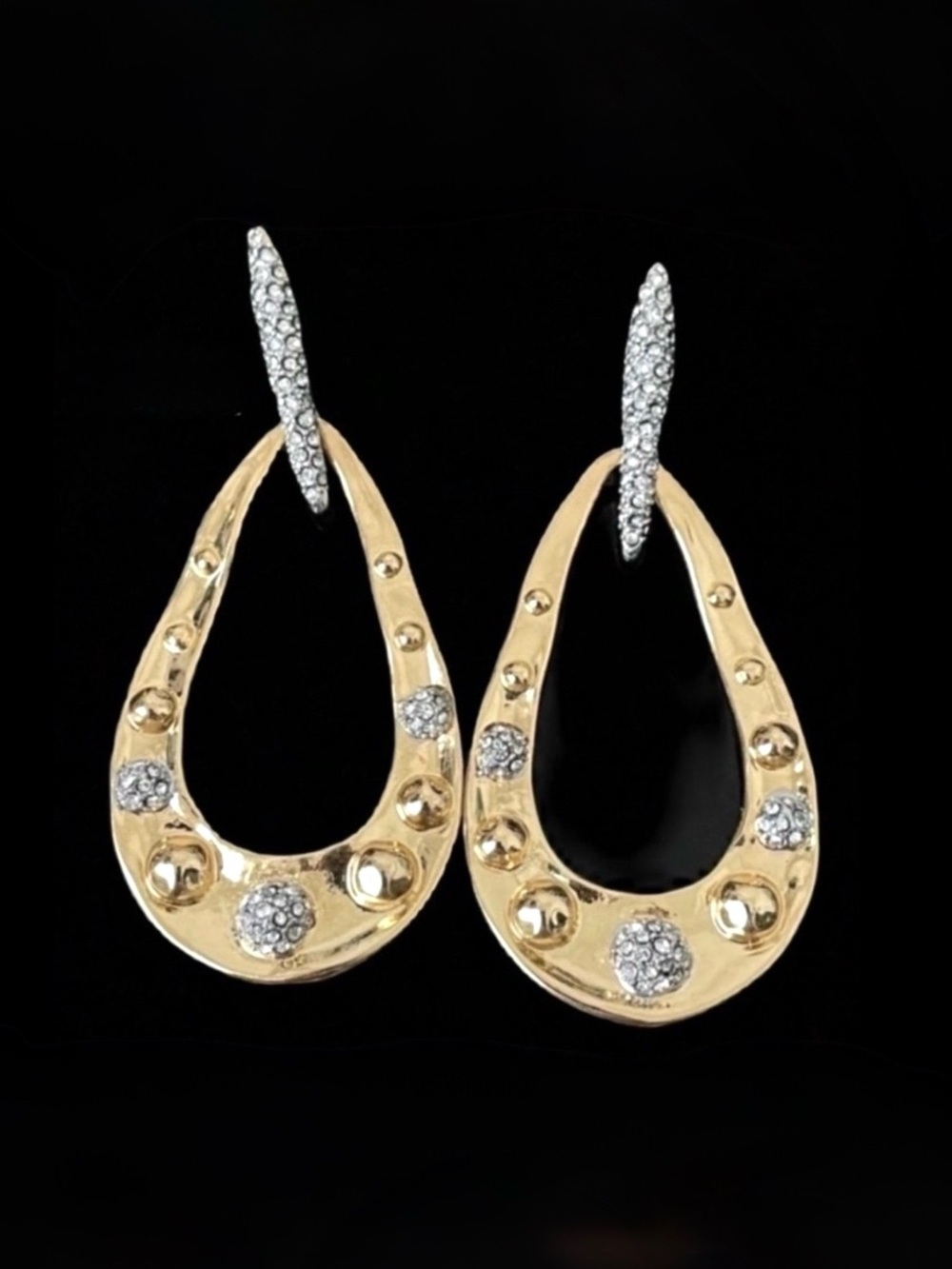 NEW Alexis Bittar Repousse Dot Studded Teardrop Drop Earrings JL17